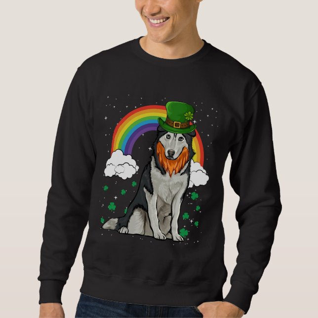 Sudadera Siberian Husky St Patricks Día Leprechaun (Anverso)