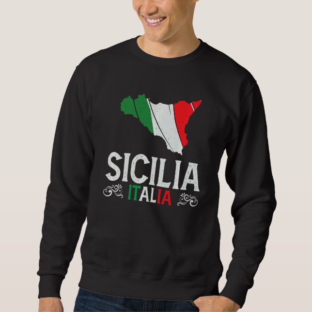 Sudadera Sicilia Italy Sicily Souvenir Silhouette Sicily (Anverso)