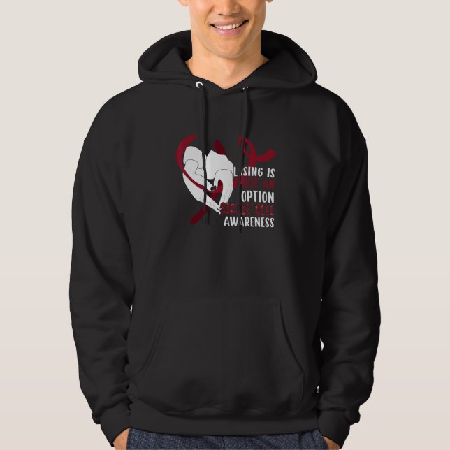 Sudadera Sickle Cell Anemia Awareness   Burgundy Ribbon (Anverso)