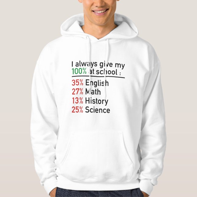 Sudadera Siempre Doy Mi 100 Por Ciento En La Escuela (Anverso)