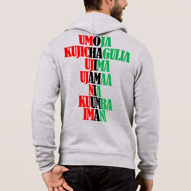 Sudadera Siete principios de los colores de Kwanzaa Kinara (Reverso)