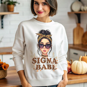 Sudadera Sigma Babe Gen Z Leopard Messy Bun Womens Gen Z