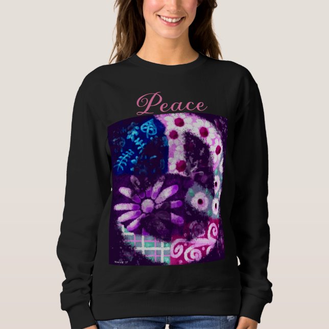 Sudadera Signo abstracto de paz arte hippie morado rosado (Anverso)