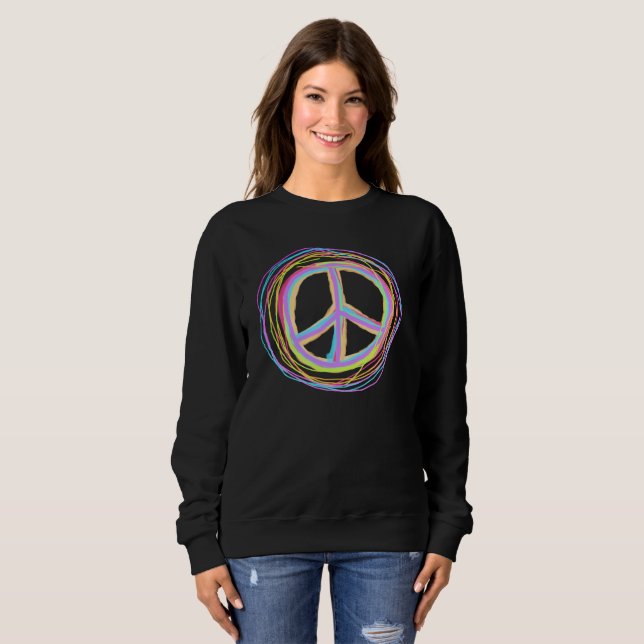 Sudadera Signo de paz colorido a usar (Anverso completo)