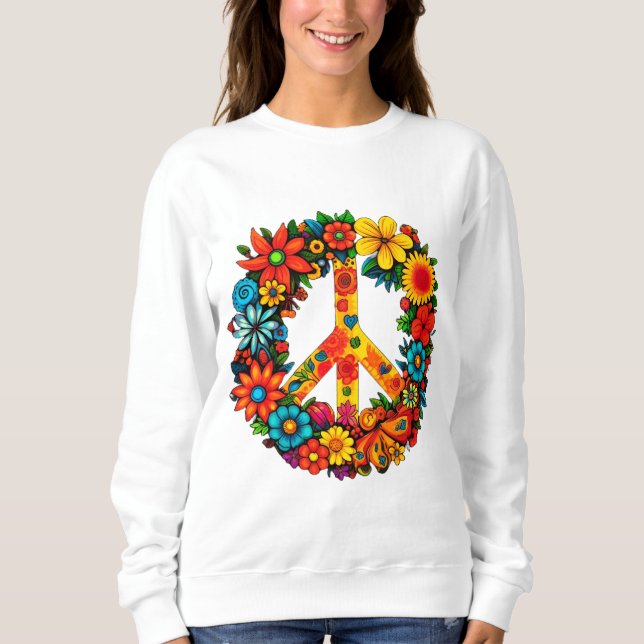 Sudadera Signo de paz de flores silvestres (Anverso)