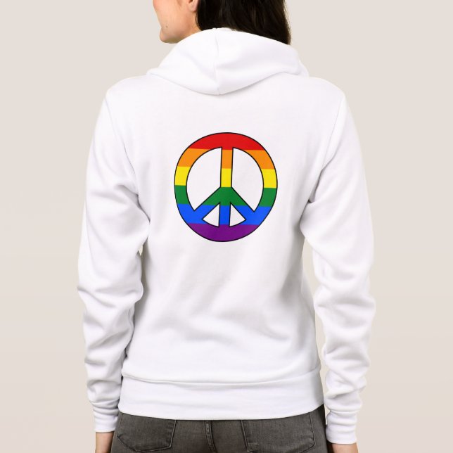 Sudadera Signo de paz de la bandera LGBT (Reverso)