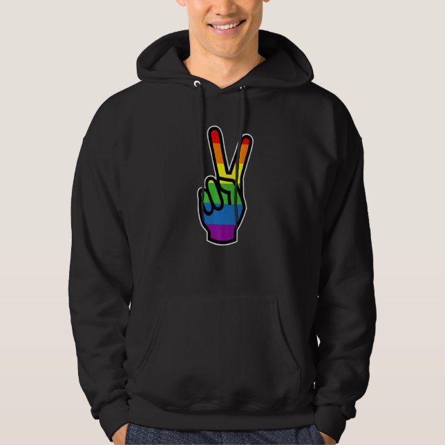 Sudadera Signo de paz de mano arco iris T (Anverso)