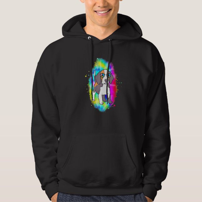 Sudadera Signo de paz de tinte de timbre hippie beagle (Anverso)