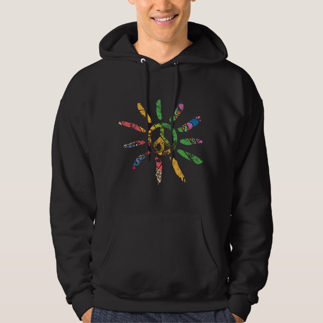 Sudadera Signo de paz étnica dibujado a mano hippie bohemio (Anverso)