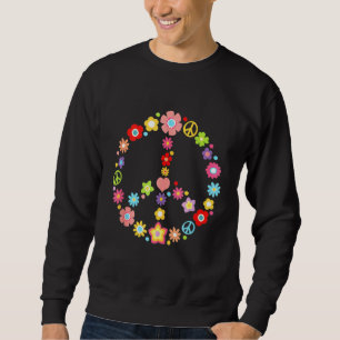 Sudadera Signo de paz Flor de amor 6070 disfraz hippie
