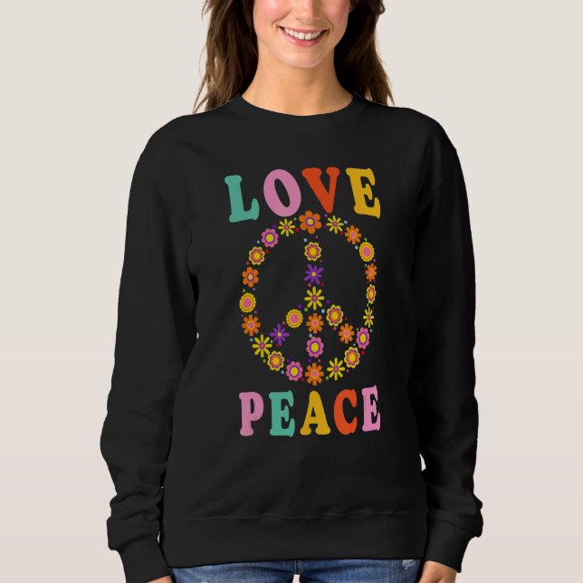 Sudadera Signo de paz Flor vestuario hippie 60's 70s (Anverso)