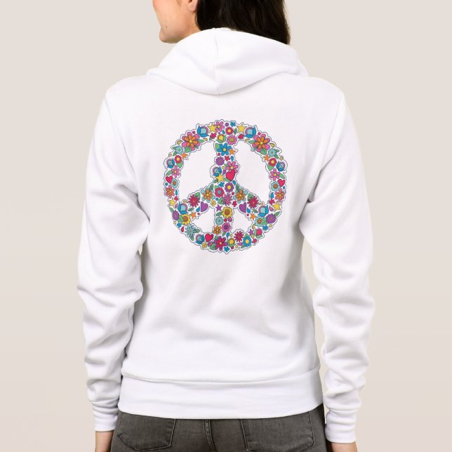Sudadera Signo de paz floral de nombre personalizado (Reverso)