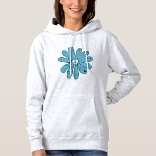Sudadera Signo de paz hippie flor Aqua mal visto