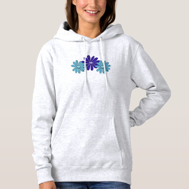 Sudadera Signo de paz hippie flor poder morado Aqua (Anverso)