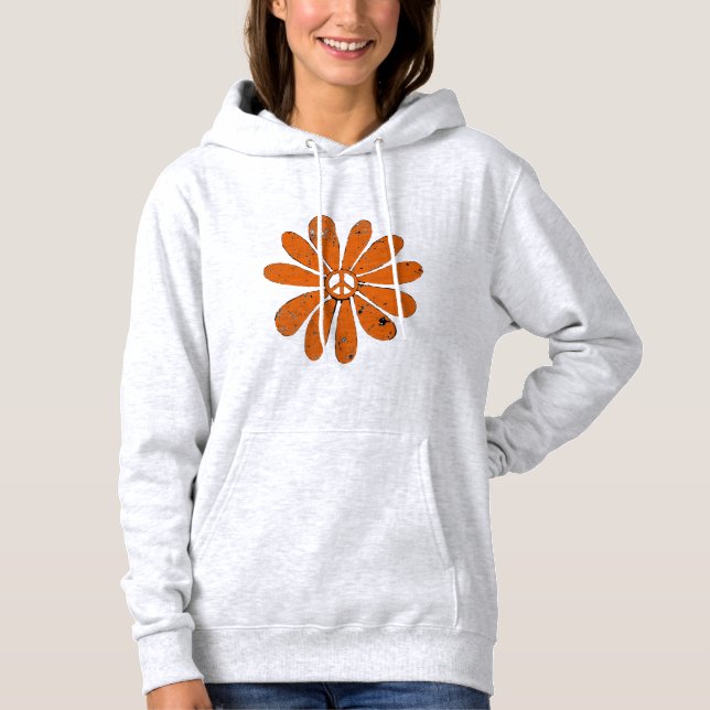 Sudadera Signo de paz hippie Naranja de flor mal visto (Anverso)