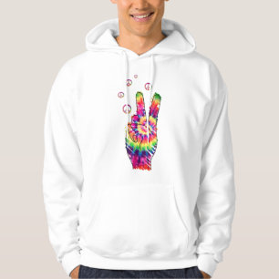Sudadera Signo de paz psicodélica de tinte retro arcoiris