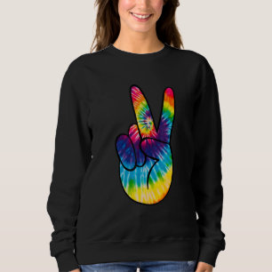 Sudadera Signo de Paz Teñido a Mano Hippies V 1