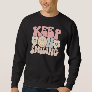 Sudadera Sigue Sonriendo Floral Leopardo Sonrisa Cara Flor 