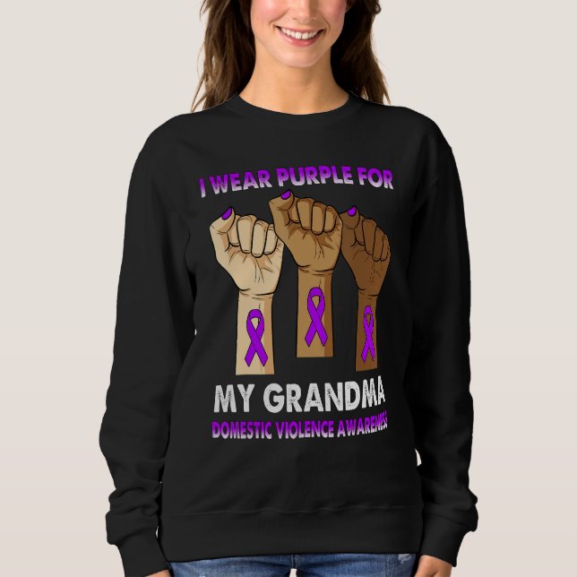 Sudadera Silence Hand I Wear Purple For My Grandma Domestic (Anverso)