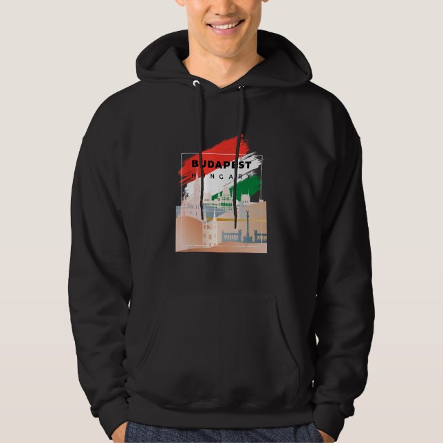 Sudadera Silhouette de Budapest sobre Hungría (Anverso)