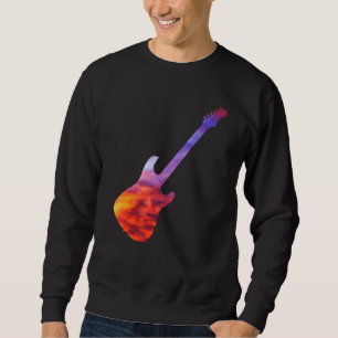 Sudadera Silhouette De Guitarra Eléctrica Con Fondo Flamant