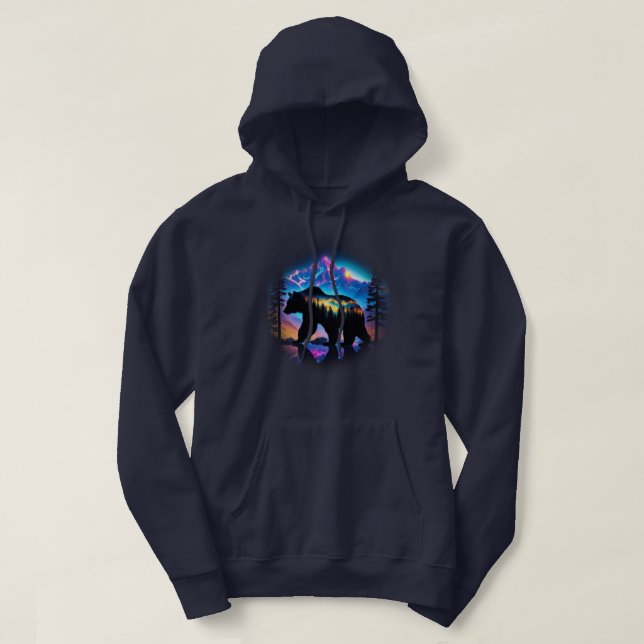 Sudadera Silhouette de un oso que muestra el paisaje natura (Diseño del anverso)