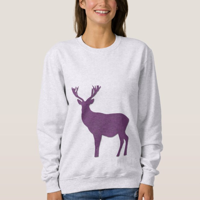 Sudadera Silhouette Deer Stag Purple Stag Simple elegante (Anverso)