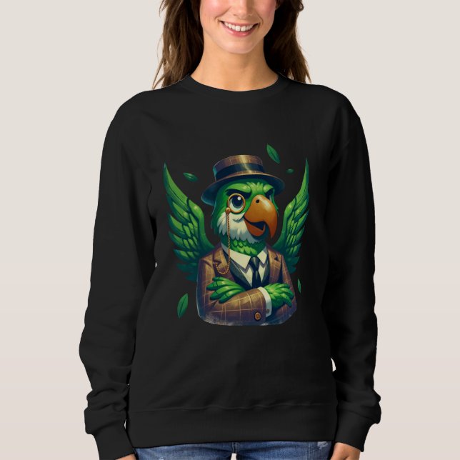 Sudadera Silhouette Green Parrot Cartoon Illustration Graph (Anverso)