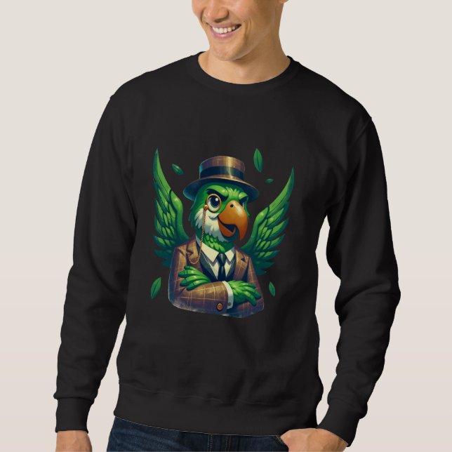 Sudadera Silhouette Green Parrot Cartoon Illustration Graph (Anverso)
