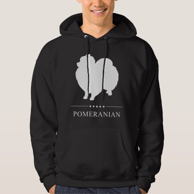 Sudadera Silueta Blanca de Perro Pomerania (Anverso)