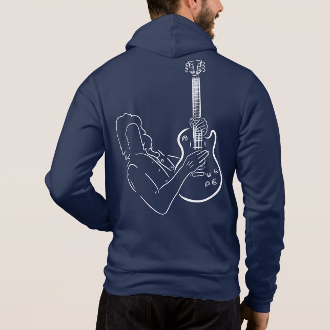 Sudadera Silueta blanca de un guitarrista con una guitarra  (Reverso)