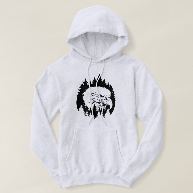 Sudadera Silueta de águila con densa forestación al fondo (Diseño del anverso)