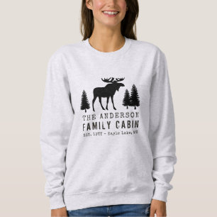 Sudadera Silueta de árbol de pino rústico de alce de fami
