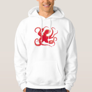 Sudadera Silueta de arte octopus de vector rojo simple