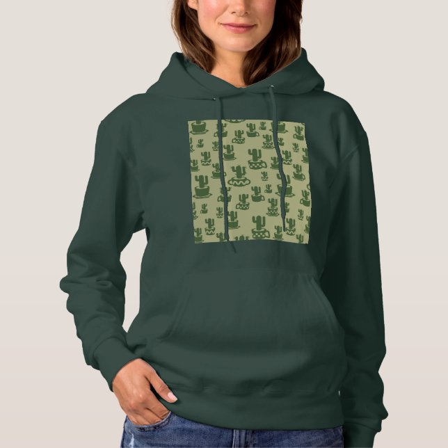 Sudadera Silueta de cactus suculenta en tazas y macetas (Anverso)