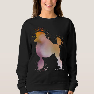 Sudadera Silueta de color de agua de poodle oscuro