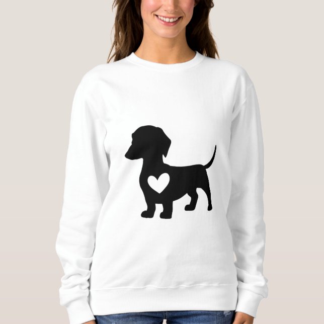 Sudadera Silueta de Dachshund con corazón (Anverso)