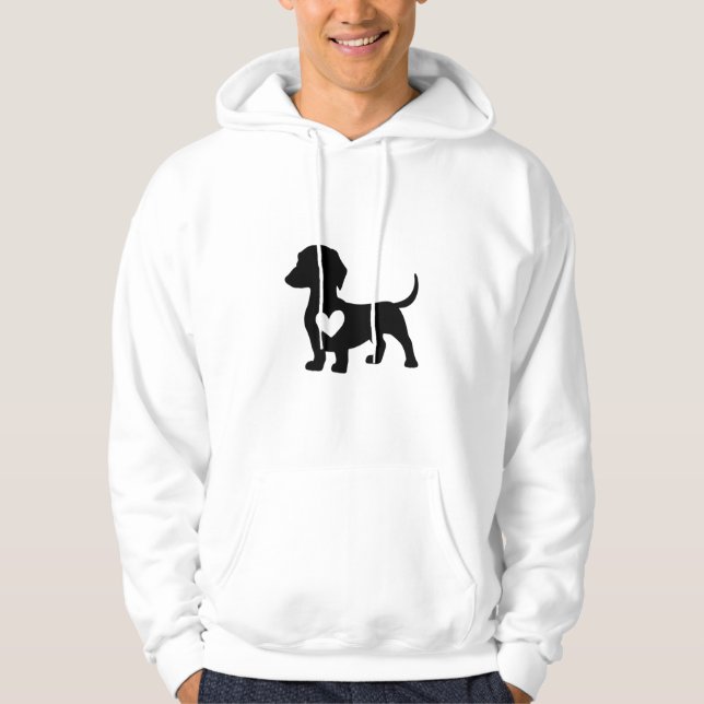 Sudadera Silueta de Dachshund con corazón (Anverso)