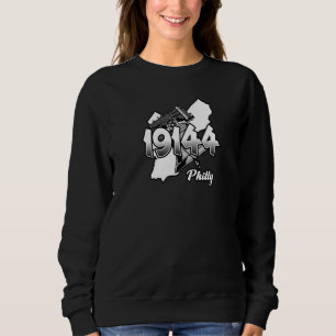 Sudadera Silueta de Filadelfia con código postal 19144 y Li