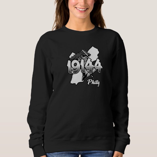 Sudadera Silueta de Filadelfia con código postal 19144 y Li (Anverso)