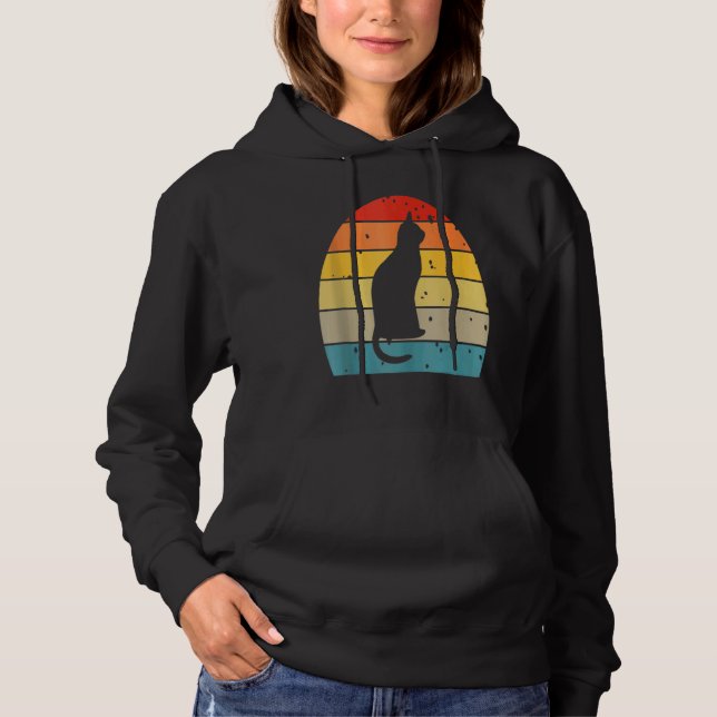 Sudadera Silueta de gatito retro vintage sunset kitten (Anverso)