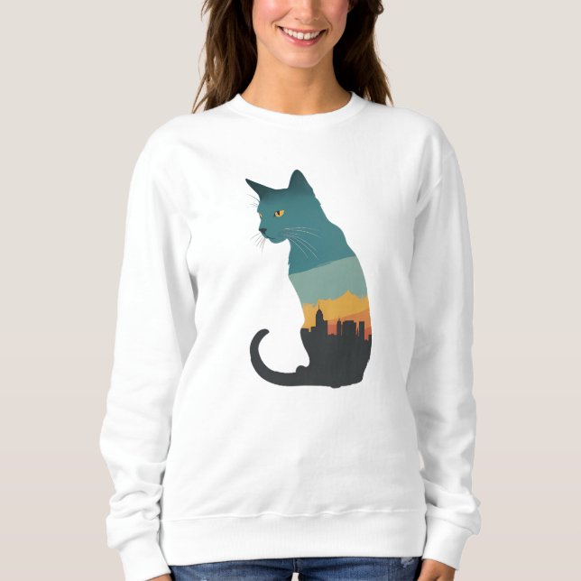 Sudadera silueta de gato descolorida (Anverso)
