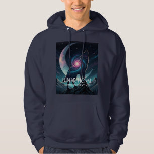 Sudadera Silueta de lobo galáctico con luna de nebulosa mís