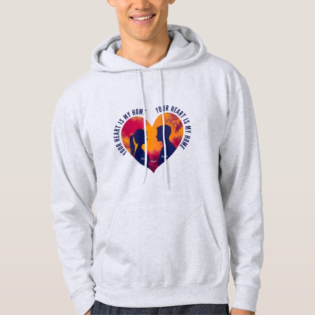Sudadera Silueta de pareja romántica personalizable corazón (Anverso)