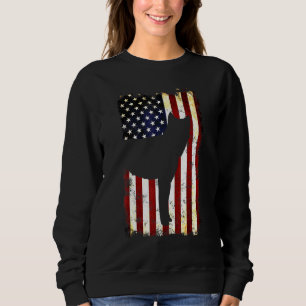 Sudadera Silueta De Perro Jindo Coreano Bandera Estadounide