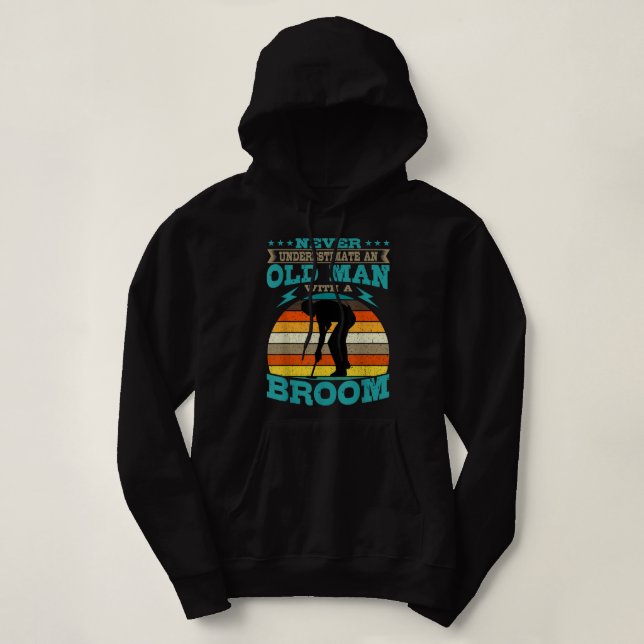 Sudadera Silueta de piedra de curling, deporte invernal ret (Diseño del anverso)