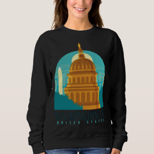 Sudadera Silueta del perfil urbano de Washington D C Columb