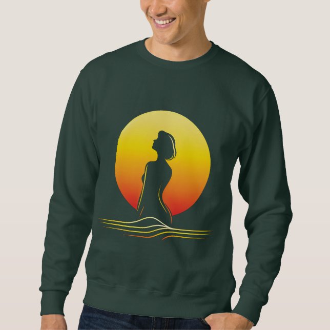 Sudadera Silueta femenina de atardecer retro (Anverso)