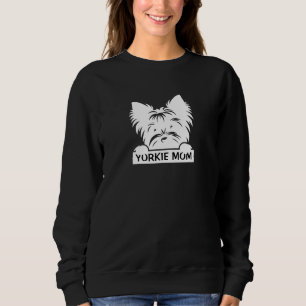 Sudadera Silueta Negra de Yorkie Espiando Mamá de Yorkie 