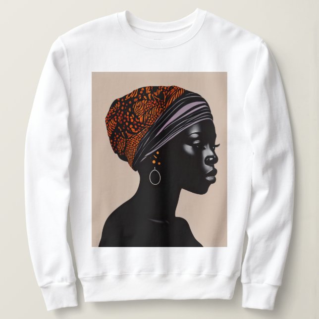 Sudadera Silueta negra: la mujer afroamericana envuelta en  (Anverso del diseño)
